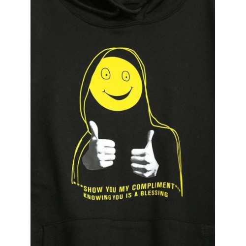 Cartoon Face Graphic Print Y2K Aesthetic Funny Hoodie