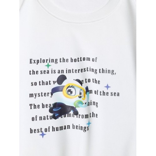 Cartoon Animal Text Print Drop Shoulder Sweatshirt