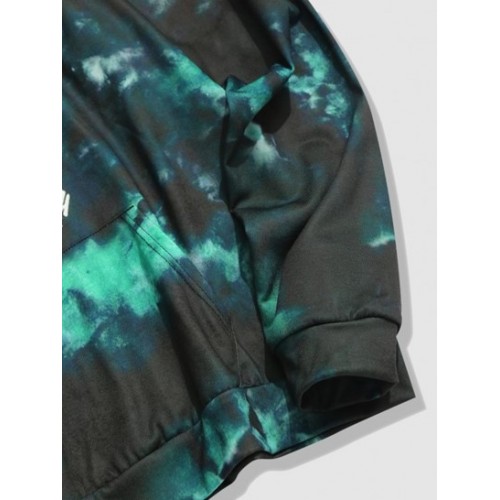 Cartoon Bear Tie Dye Print Pullover Hoodie