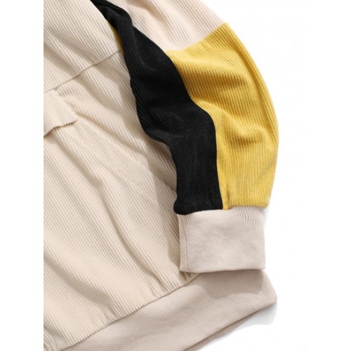 Corduroy Colorblock Panel Hoodie