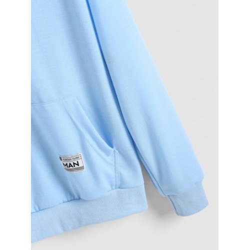 Streetwear Kangaroo Pocket Letter Applique Double Collar Hoodie Streetwear Kangaroo Pocket Letter Applique Double Collar Hoodie