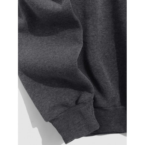 Streetwear Letters Graphic Vintage Colorblock Fleece Hoodie