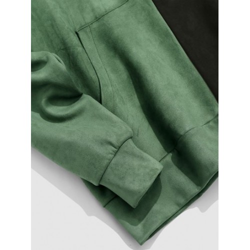 Streetwear Letters Embroidered Two Tone Suede Hoodie Streetwear Letters Embroidered Two Tone Suede Hoodie