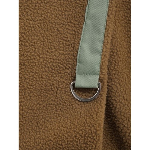 Oversized Colorblock Toggle Drawstring Fleece Faux Shearling Fluffy Hoodie