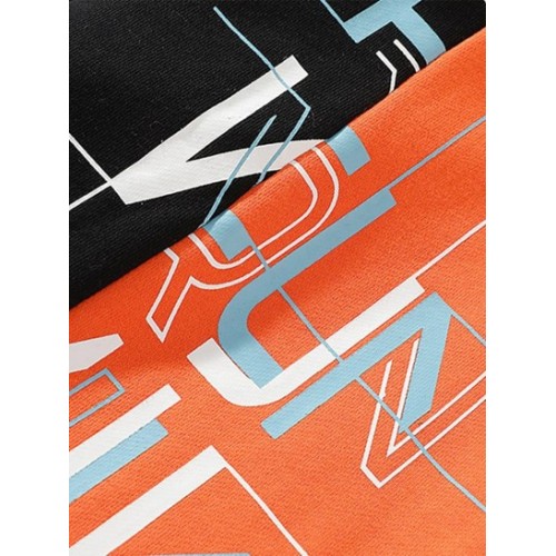 Colorblock Splicing Letter Print Hoodie