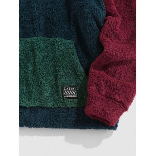 DREAMER Embroidered Color Block Fuzzy Hoodie DREAMER Embroidered Color Block Fuzzy Hoodie