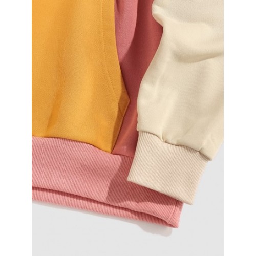 Streetwear Color Block Kangaroo Pocket Hoodie