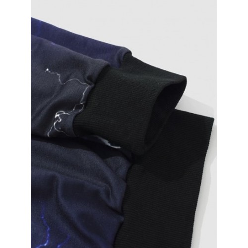 Allover Lightning Print Drawstring Streetwear Y2K Aesthetic Hoodie