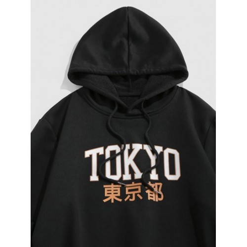 Streetwear Printed Tokyo Japanese Pocket Essentials Hoodie