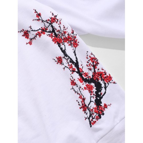 Hanzi Slogan Flowers Print Oriental Sweatshirt Hanzi Slogan Flowers Print Oriental Sweatshirt