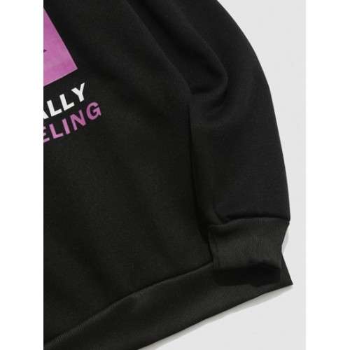 Streetwear Character Letters Print Renaissance Art Fleece Sweatshirt