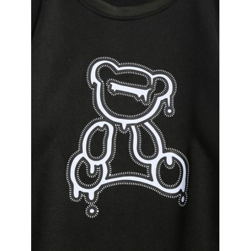 Cartoon Bear Print Fleece Sweatshirt