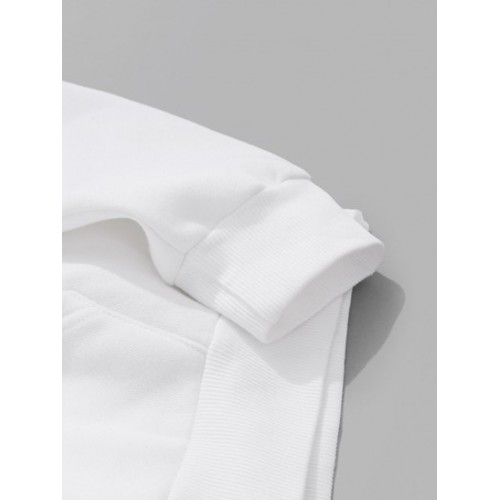 Chinese Character Print Flocking Drawstring Essentials Hoodie