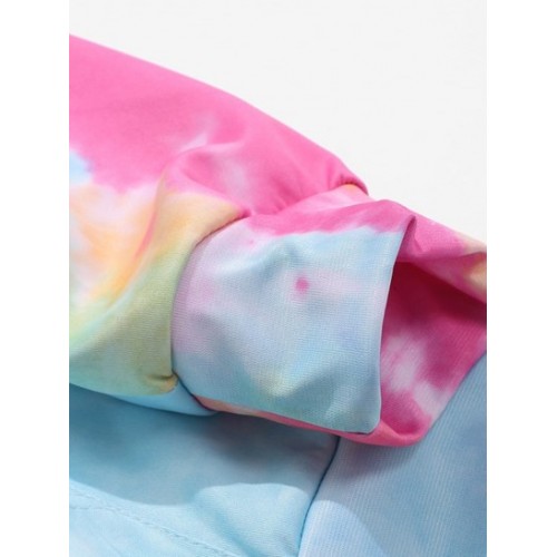 Tie Dye Letter Print Kangaroo Pocket Graphic Hoodie Tie Dye Letter Print Kangaroo Pocket Graphic Hoodie