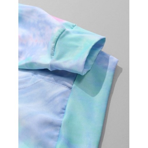 Kangaroo Pocket Tie Dye Letter Print Pullover Hoodie Kangaroo Pocket Tie Dye Letter Print Pullover Hoodie
