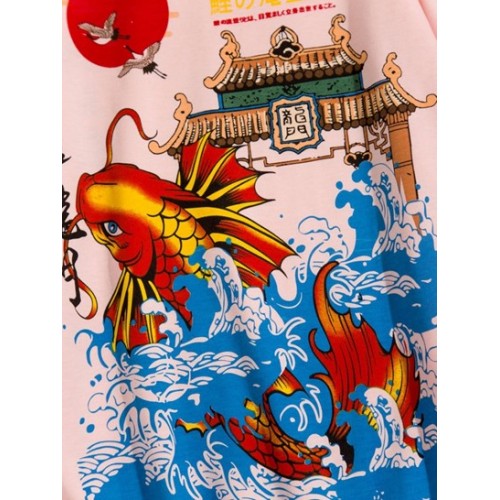 Carp Leaping Over Dragon Gate Chinoiserie Y2K Aesthetic Crewneck Sweatshirt