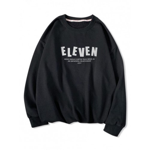 Eleven Slogan Pattern Drop Shoulder Sweatshirt
