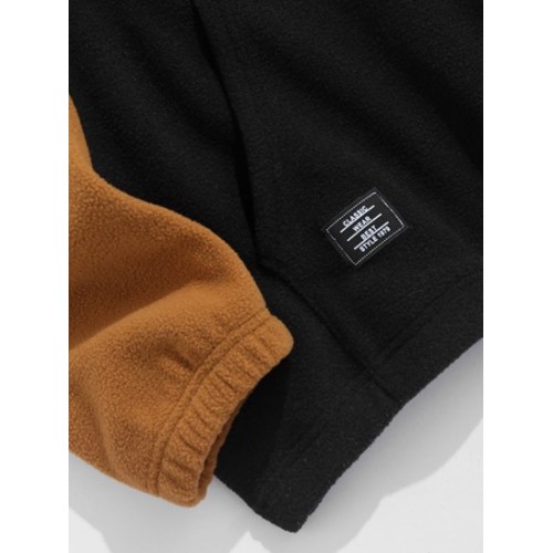 Two Tone Colorblock Half Zip Polar Fleece Hoodie