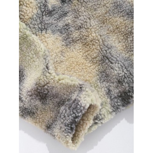Fluffy Teddy Faux Sherpa Faux Fur Tie-dye Stand Collar Sweatshirt