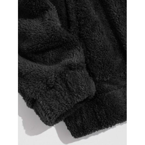 Solid Front Pocket Fluffy Fleece Hoodie And Pants Two Piece Set Solid Front Pocket Fluffy Fleece Hoodie And Pants Two Piece Set