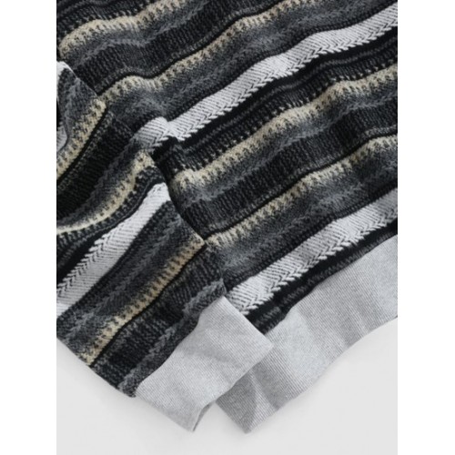 Quarter Button Hooded Spliced Colorblock Fuzzy Sweater Quarter Button Hooded Spliced Colorblock Fuzzy Sweater