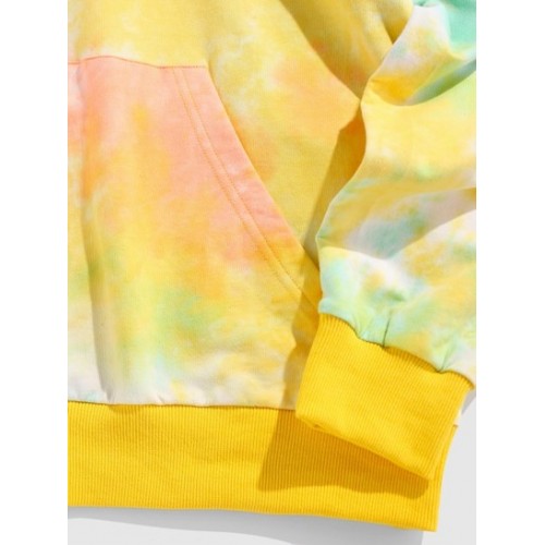 Tie Dye Print Kangaroo Pocket Hoodie