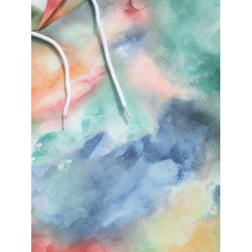 Colorful Tie Dye Print Applique Detail Hoodie Colorful Tie Dye Print Applique Detail Hoodie