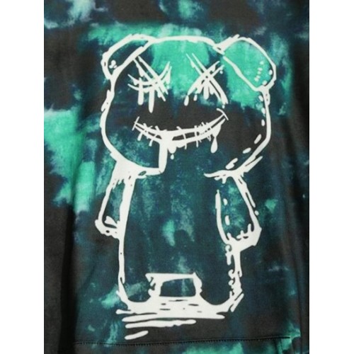 Cartoon Bear Tie Dye Print Pullover Hoodie