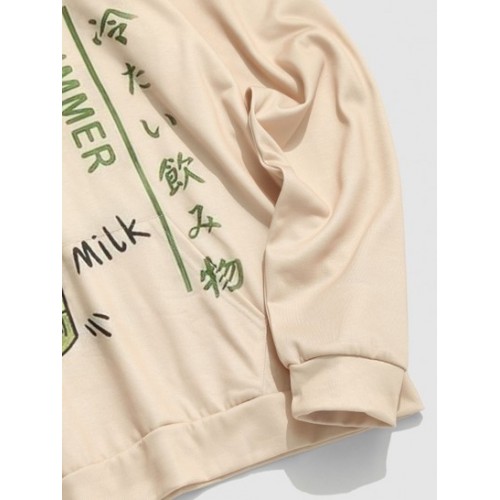 Cartoon Drink Print Japanese Graphic Hoodie