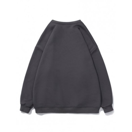 Letter Print Fleece-lined Drop Shoulder Sweatshirt Letter Print Fleece-lined Drop Shoulder Sweatshirt