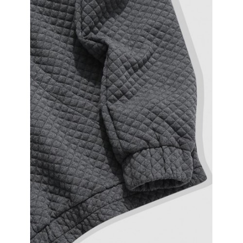 Kangaroo Pocket Textured Quilted Hoodie Kangaroo Pocket Textured Quilted Hoodie